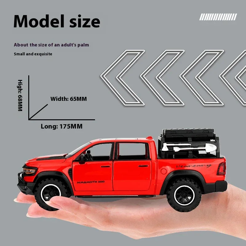 1:32 Dodge RAM Mammoth Diecast Metal Off Road Vehicle Pull Back Sound - ToylandEU