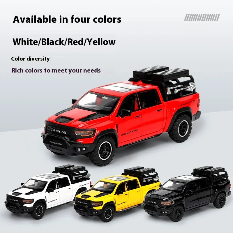 1:32 Dodge RAM Mammoth Diecast Metal Off Road Vehicle Pull Back Sound - ToylandEU