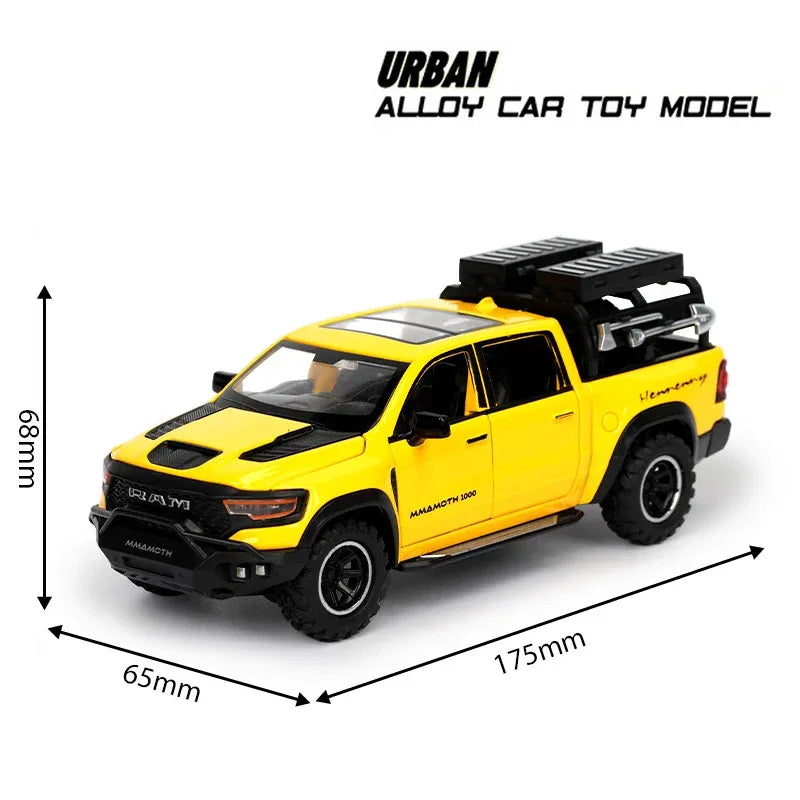 1:32 Dodge RAM Mammoth Diecast Metal Off Road Vehicle Pull Back Sound - ToylandEU
