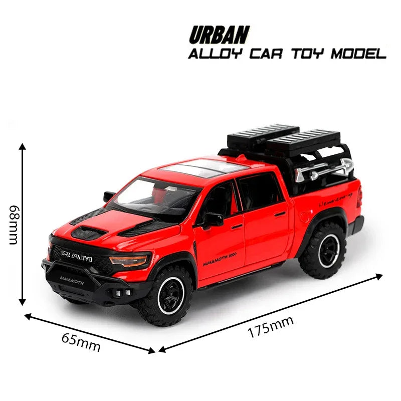 1:32 Dodge RAM Mammoth Diecast Metal Off Road Vehicle Pull Back Sound - ToylandEU