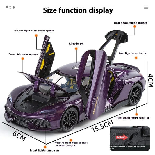 1:32 Gemera GT Diecast Metal Car Pull Back Sound And Light - ToylandEU