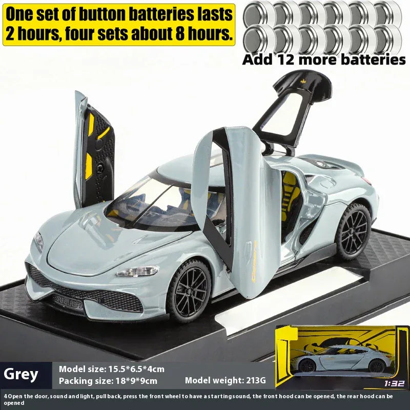 1:32 Gemera GT Diecast Metal Car Pull Back Sound And Light - ToylandEU