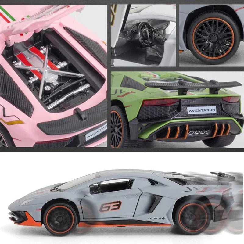 1:32 Lamborghini Aventador SVJ Diecast Alloy Model Car with Sound and Light - ToylandEU