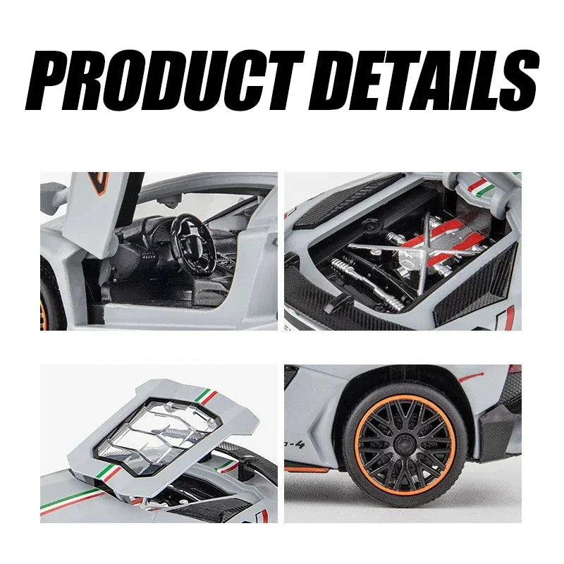 1:32 Lamborghini Aventador SVJ Diecast Alloy Model Car with Sound and Light - ToylandEU