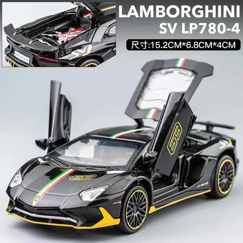 1:32 Lamborghini Aventador SVJ Diecast Alloy Model Car with Sound and Light - ToylandEU