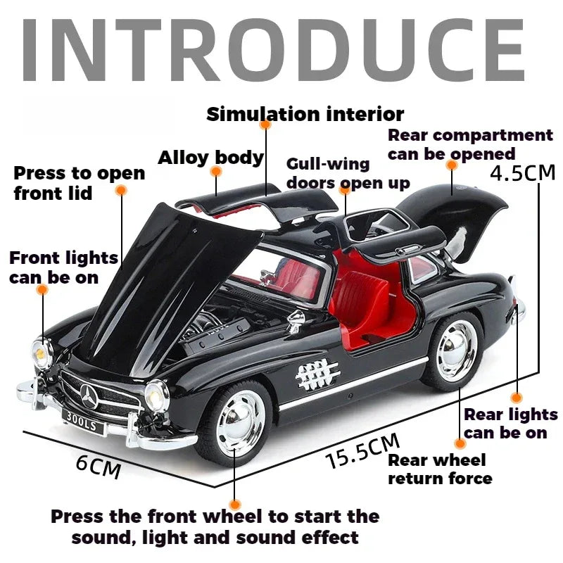 1:32 Mercedes Benz 300SL Diecast Model Car Metal Desktop Ornament - ToylandEU