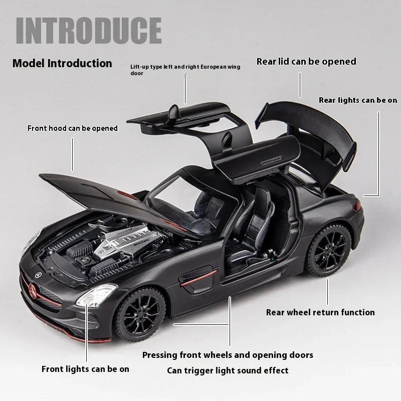 1:32 Mercedes SLS AMG Diecast Alloy Model Car With Sound And Light - ToylandEU