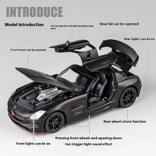 1:32 Mercedes SLS AMG Diecast Alloy Model Car With Sound And Light - ToylandEU