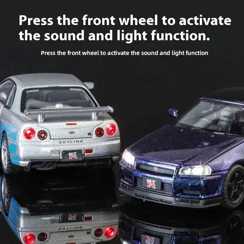  1:32 Nissan GTR R34 Alloy Diecast Car With Sound Light -  ToylandEU™