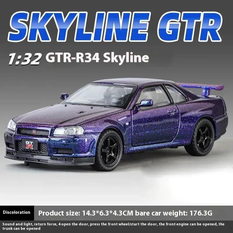  1:32 Nissan GTR R34 Alloy Diecast Car With Sound Light -  ToylandEU™