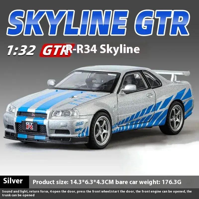 1:32 Nissan GTR R34 Alloy Diecast Car With Sound Light -  ToylandEU™