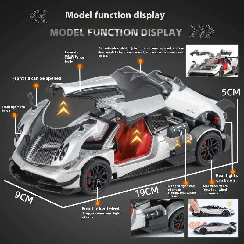 1:32 Pagani Huayra BC Diecast Metal Car With Sound And Light - ToylandEU