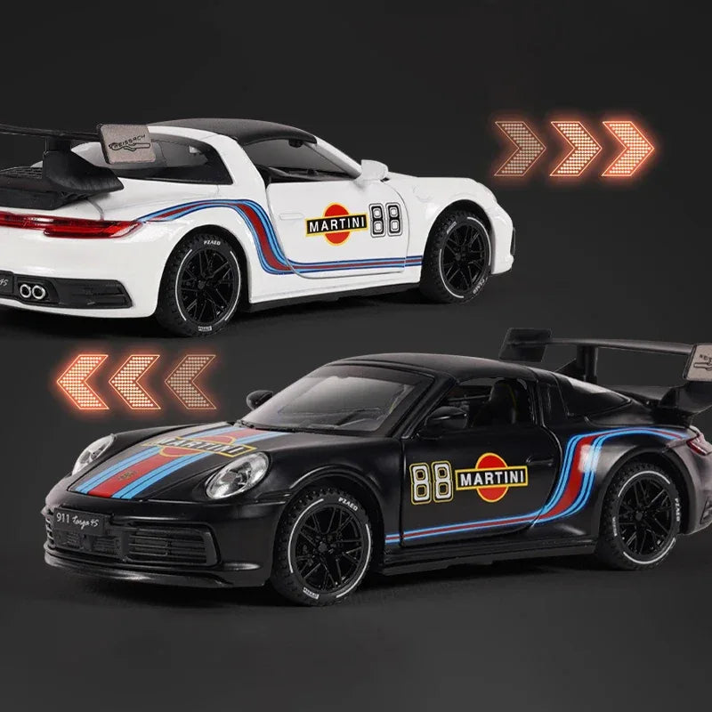 1:32 Porsche 911 Targa 4S Martini Racing Diecast Metal Model Car Pull Back - ToylandEU