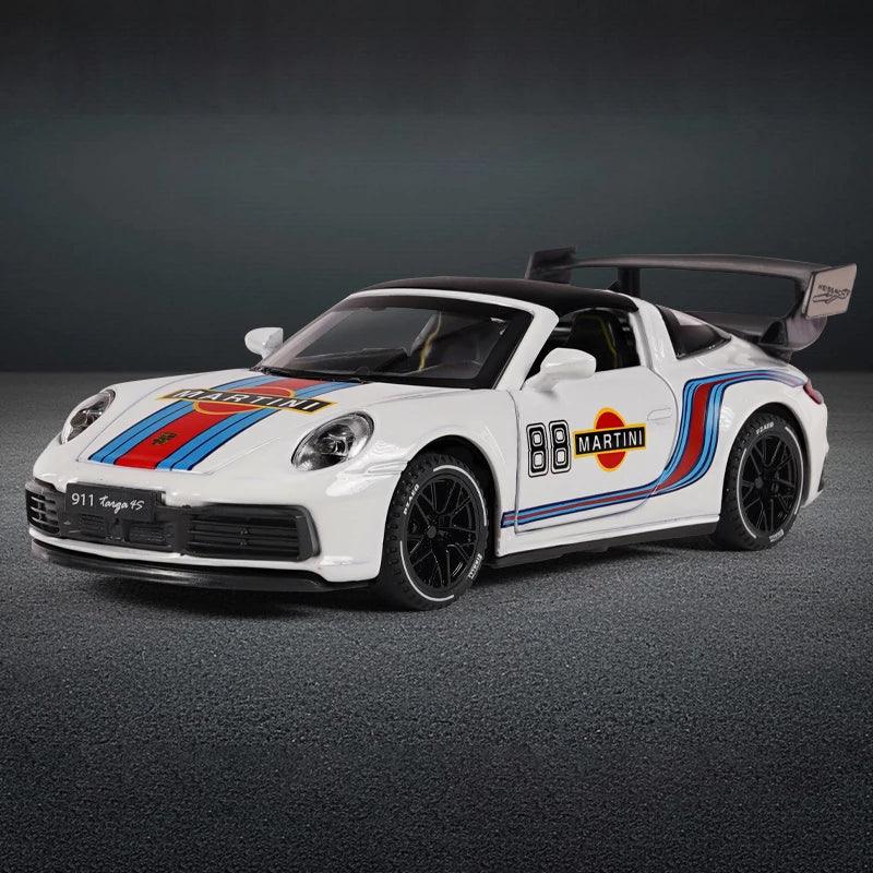 1:32 Porsche 911 Targa 4S Martini Racing Diecast Metal Model Car Pull Back - ToylandEU