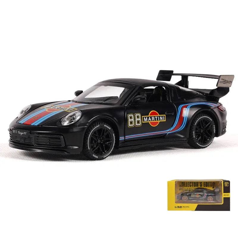 1:32 Porsche 911 Targa 4S Martini Racing Diecast Metal Model Car Pull Back - ToylandEU