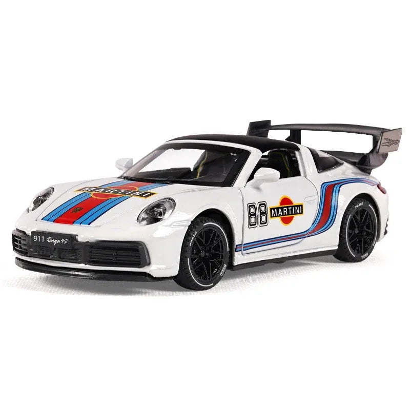 1:32 Porsche 911 Targa 4S Martini Racing Diecast Metal Model Car Pull Back - ToylandEU