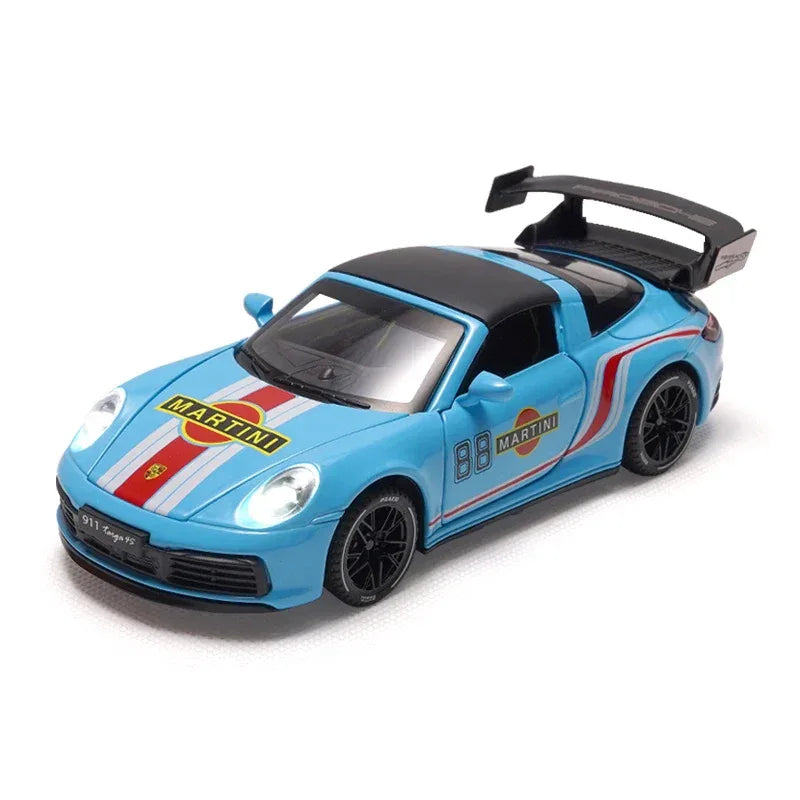 1:32 Porsche 911 Targa 4S Martini Racing Diecast Metal Model Car Pull Back - ToylandEU