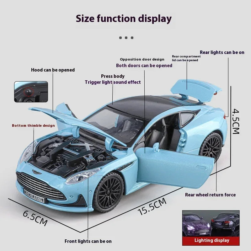 1:32 Scale Aston Martin DB12 GT Diecast Metal Model Car With Sound And Light - ToylandEU