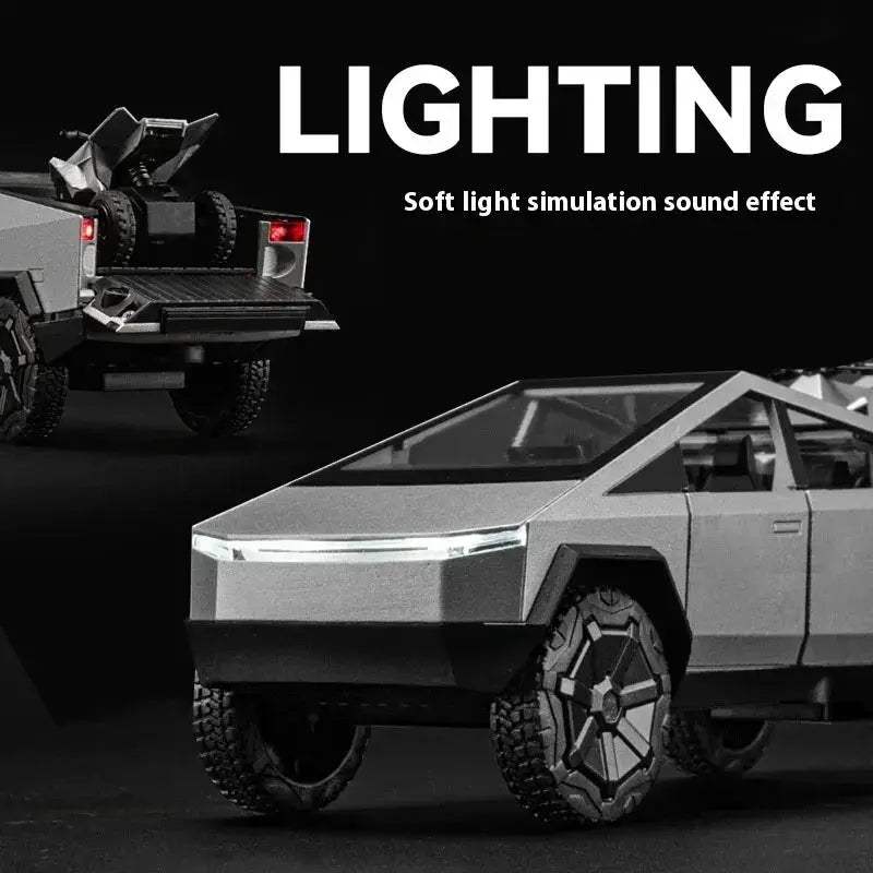 1 32 Scale Diecast Alloy Metal Cybertruck Off Road SUV With Sound And Light Toy - ToylandEU