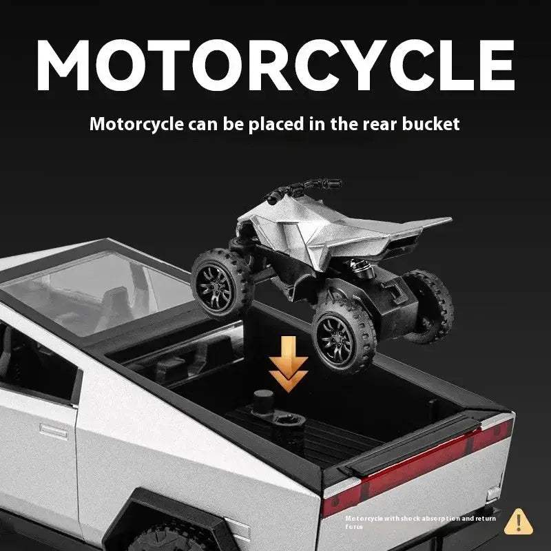 1 32 Scale Diecast Alloy Metal Cybertruck Off Road SUV With Sound And Light Toy - ToylandEU