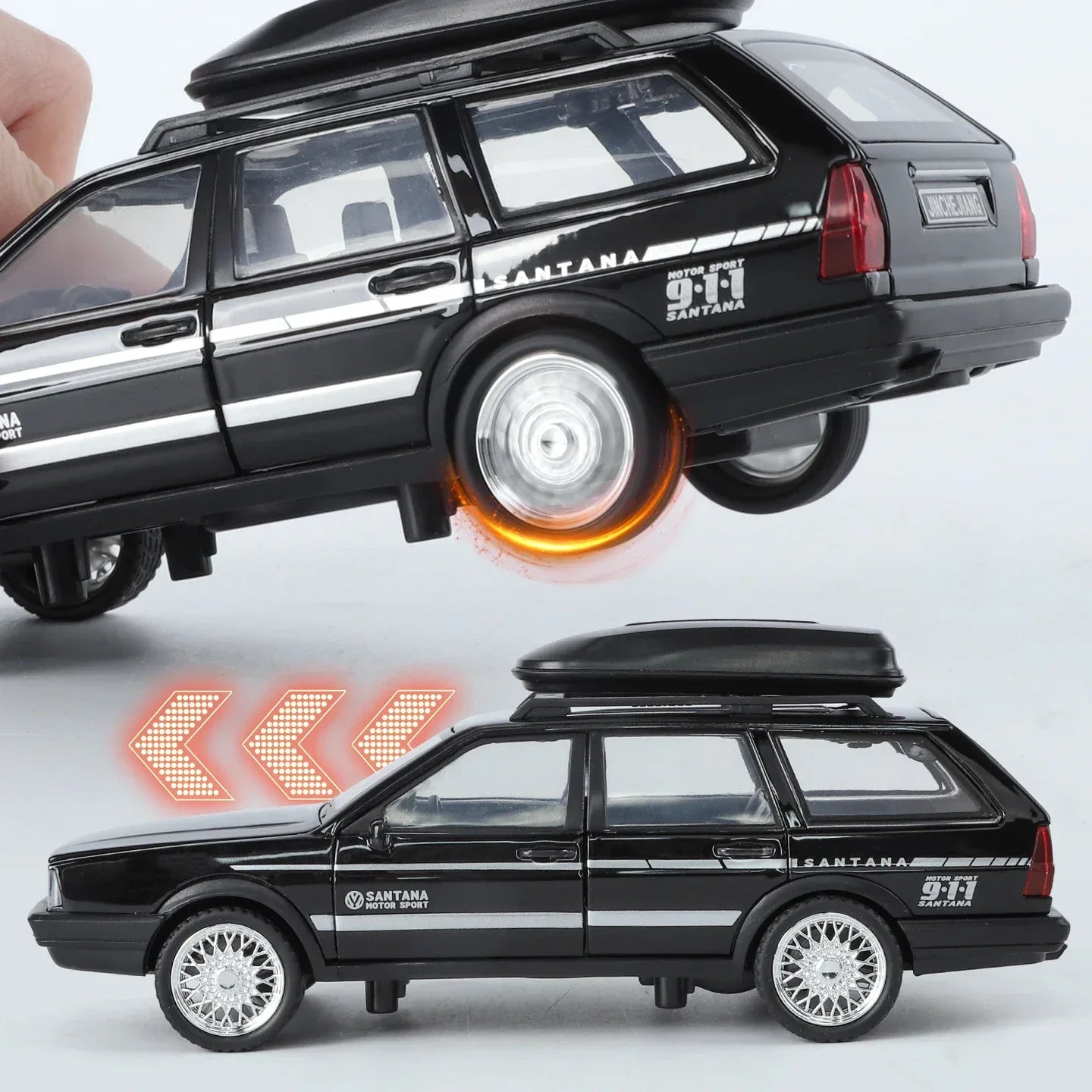 1 32 Scale Diecast Alloy Volkswagen Santana Wagon Sound Light Pull Back - ToylandEU