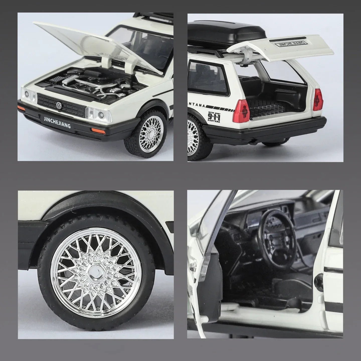 1 32 Scale Diecast Alloy Volkswagen Santana Wagon Sound Light Pull Back - ToylandEU