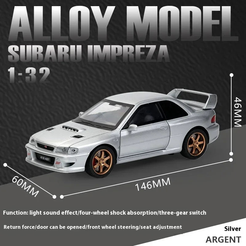 1:32 Scale Subaru Impreza WRX STI Diecast Metal Model Car With Sound and Light - ToylandEU