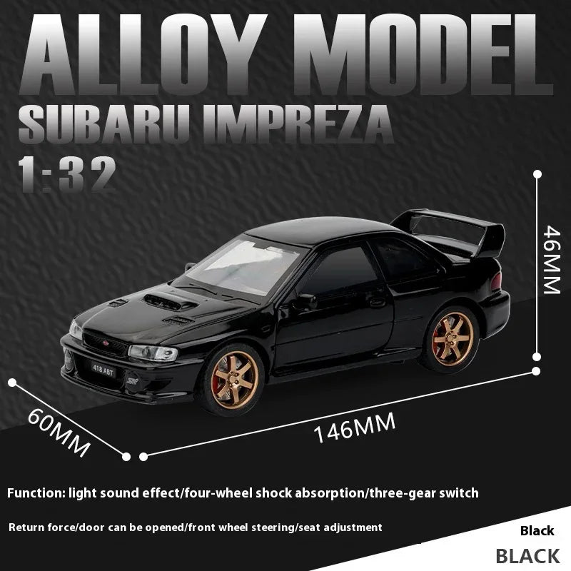 1:32 Scale Subaru Impreza WRX STI Diecast Metal Model Car With Sound and Light - ToylandEU