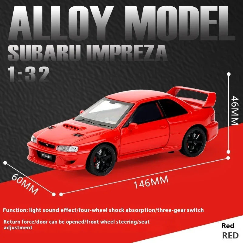 1:32 Scale Subaru Impreza WRX STI Diecast Metal Model Car With Sound and Light - ToylandEU