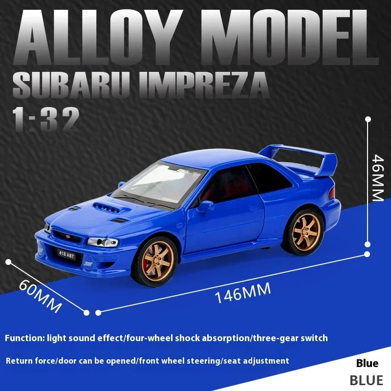1:32 Scale Subaru Impreza WRX STI Diecast Metal Model Car With Sound and Light - ToylandEU