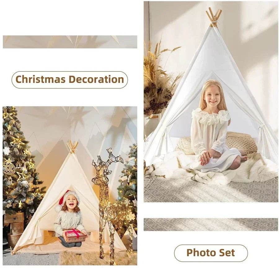 1.35M Kids Play Tent House Portable Tipi Teepee Castle - ToylandEU