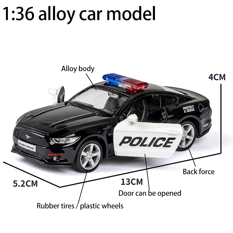 1:36 Diecast Alloy Police Car Model - Challenger 2 Doors Opened With - ToylandEU