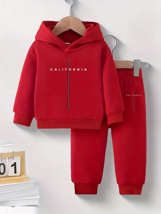 1-3Y Boys Hooded Pullover Fleece Sweatshirt And Long Pants Set Polyester - ToylandEU