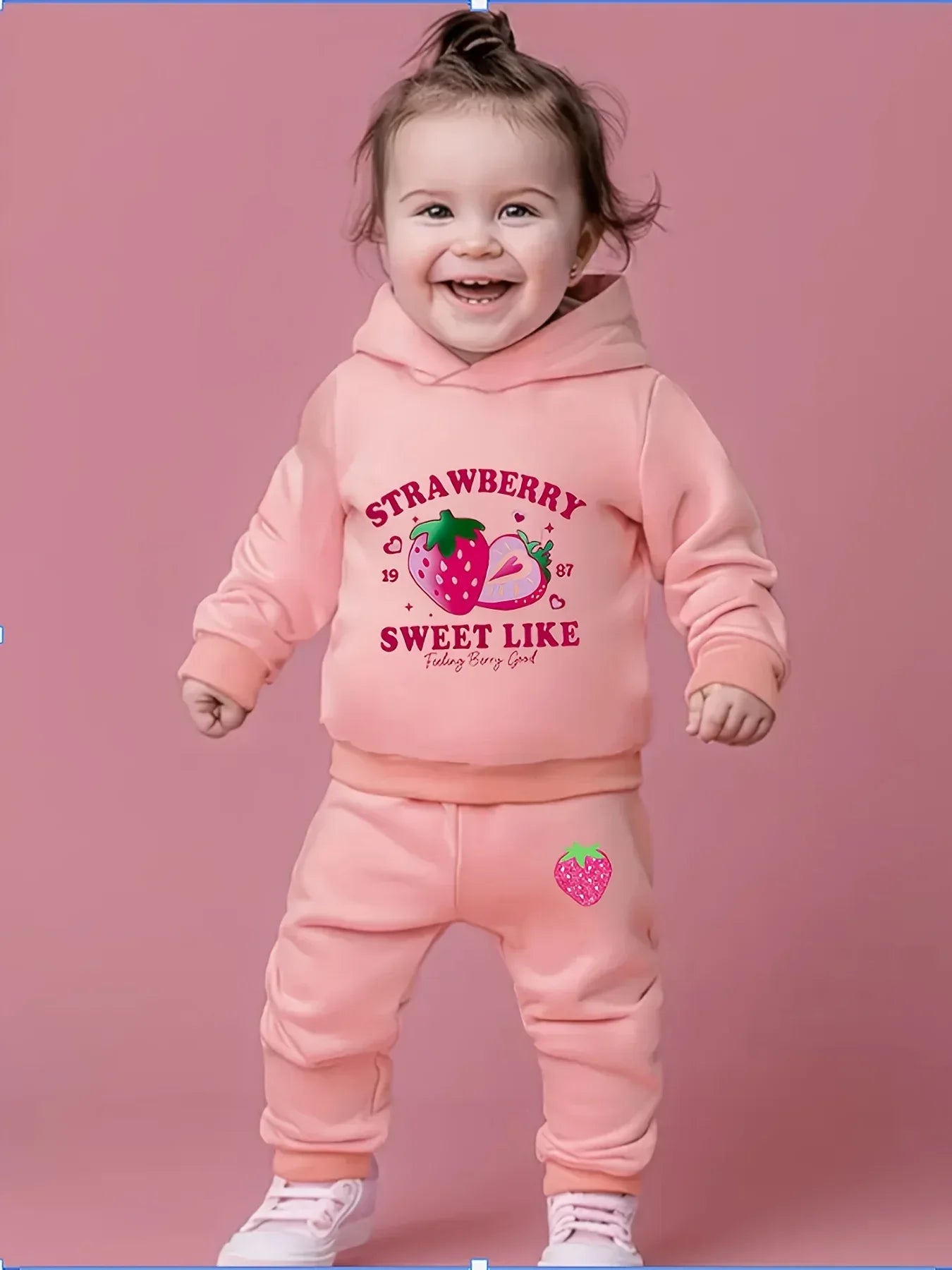 1-3Y Girls Fleece Hoodie Sweatshirt And Polyester Pants Set Hooded Pullover - ToylandEU