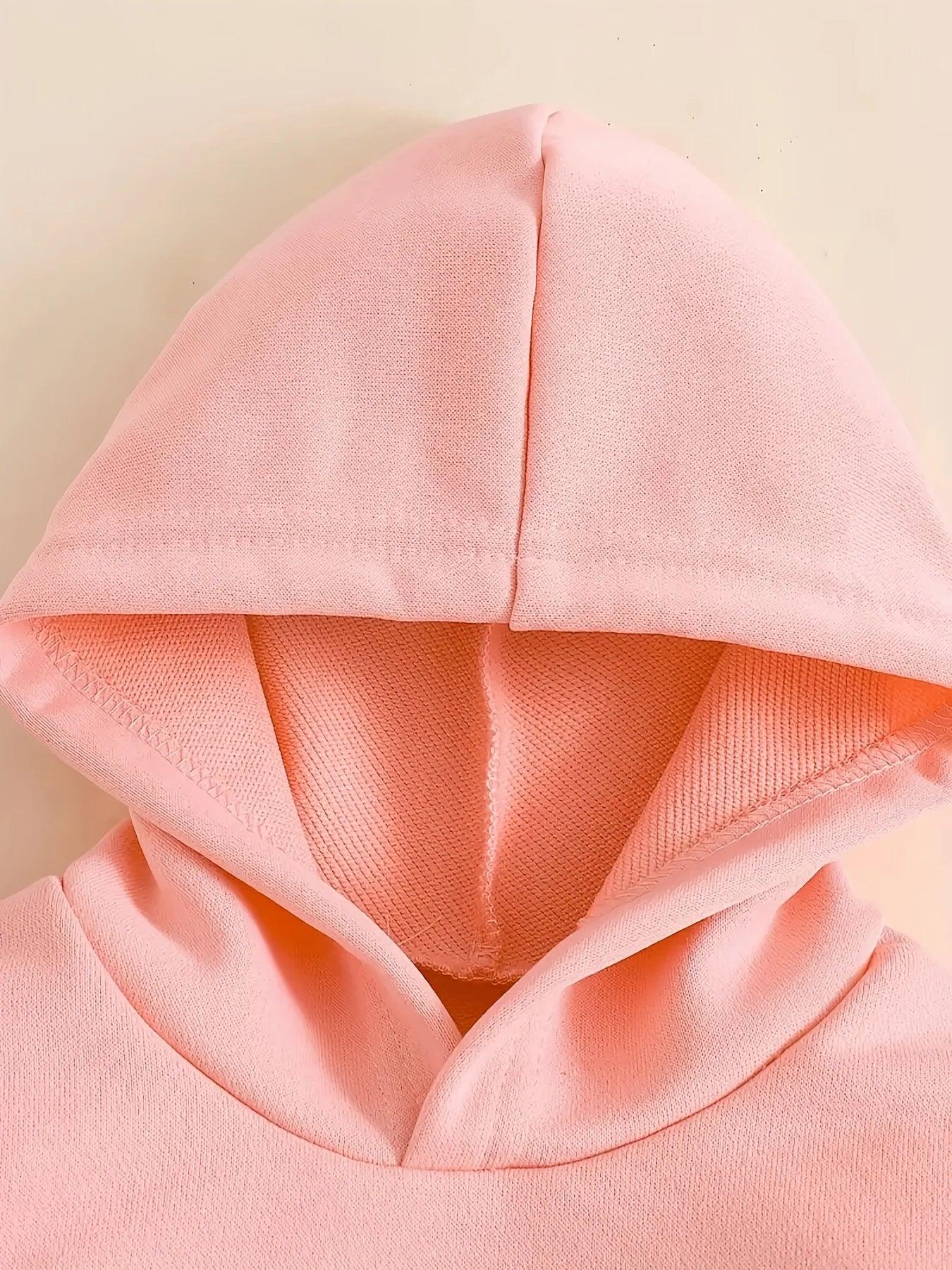 1-3Y Girls Fleece Hoodie Sweatshirt And Polyester Pants Set Hooded Pullover - ToylandEU