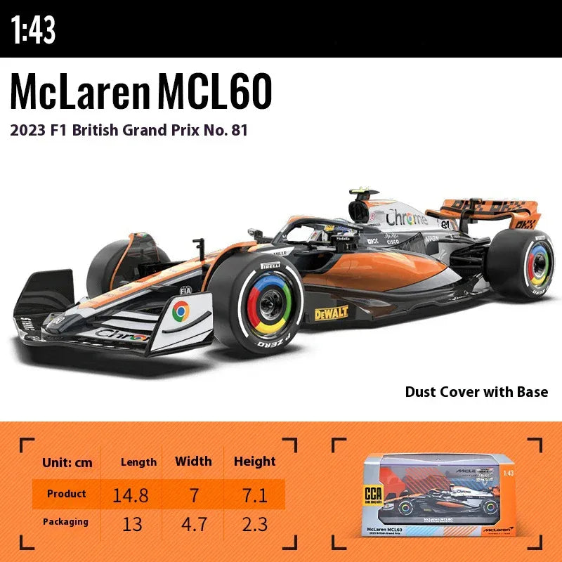 1:43 Diecast McLaren F1 MCL60 Car Model Lando Norris Oscar Piastri - ToylandEU