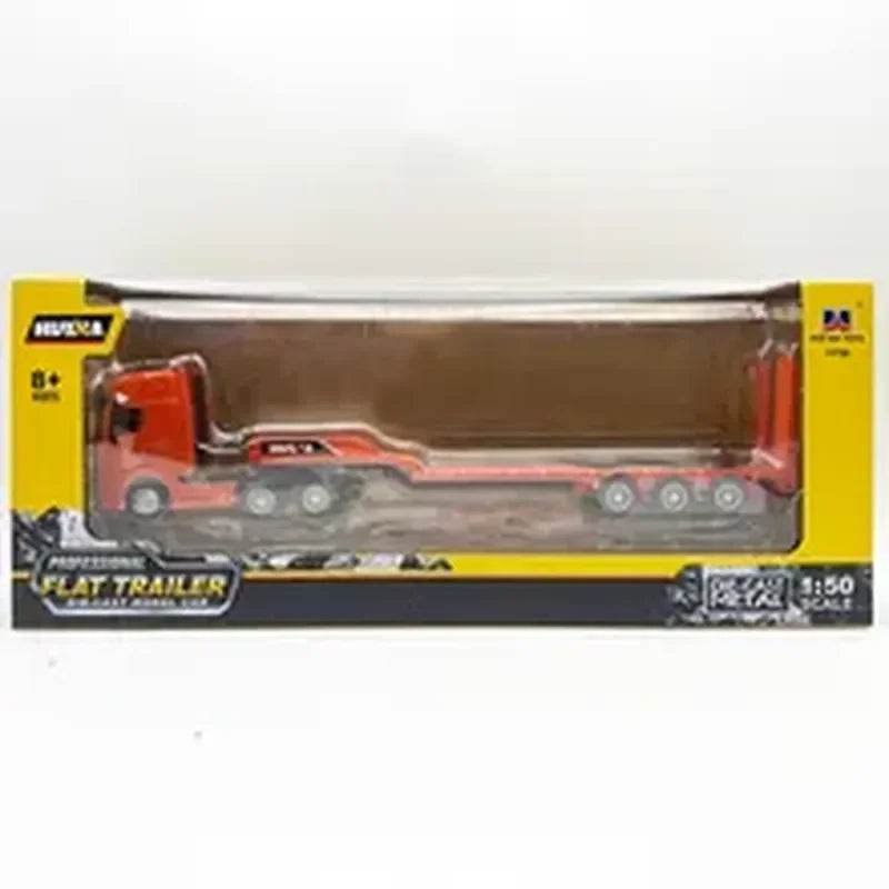 1:50 Scale Yellow/Orange Semi-Alloy Flat Trailer Truck Model 1730 - ToylandEU