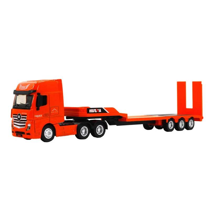 1:50 Scale Yellow/Orange Semi-Alloy Flat Trailer Truck Model 1730 - ToylandEU