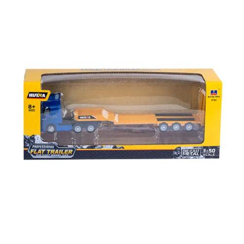 1:50 Scale Yellow/Orange Semi-Alloy Flat Trailer Truck Model 1730 - ToylandEU