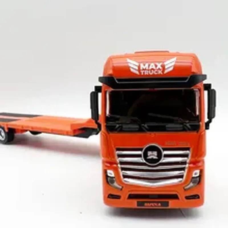 1:50 Scale Yellow/Orange Semi-Alloy Flat Trailer Truck Model 1730 - ToylandEU