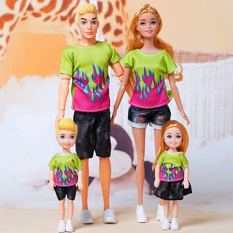 1/6 Barbi Doll Family Set - Mom, Dad, and Kids (Set of 4) - 30cm - ToylandEU