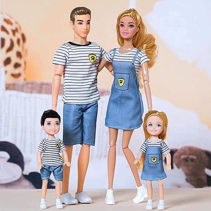 1/6 Barbi Doll Family Set - Mom, Dad, and Kids (Set of 4) - 30cm - ToylandEU