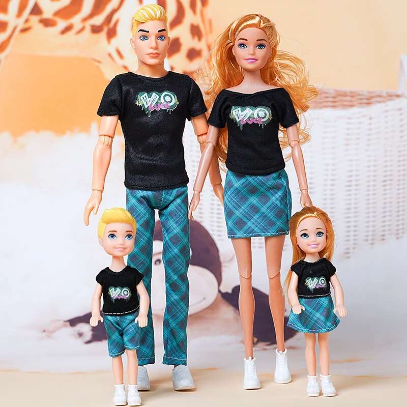 1/6 Barbi Doll Family Set - Mom, Dad, and Kids (Set of 4) - 30cm - ToylandEU