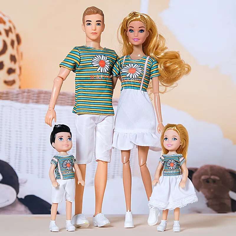 1/6 Barbi Doll Family Set - Mom, Dad, and Kids (Set of 4) - 30cm - ToylandEU