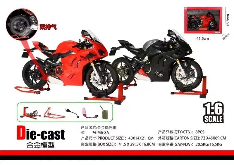 1:6 Scale Ducati Panigale Die-Cast Motorcycle With Water Mist - ToylandEU