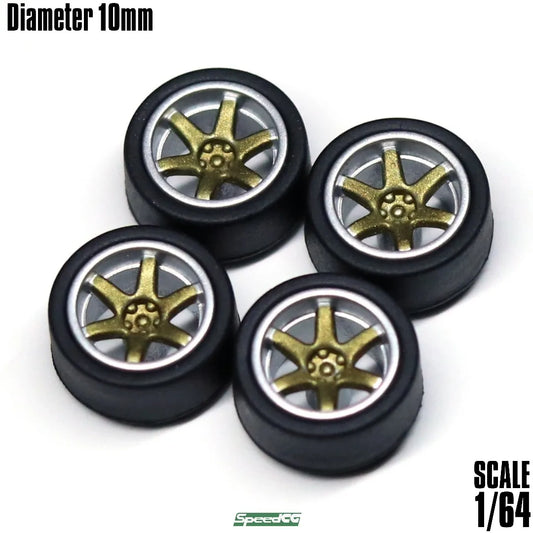 1/64 ABS Wheels With Rubber Tires For Model Cars Racing