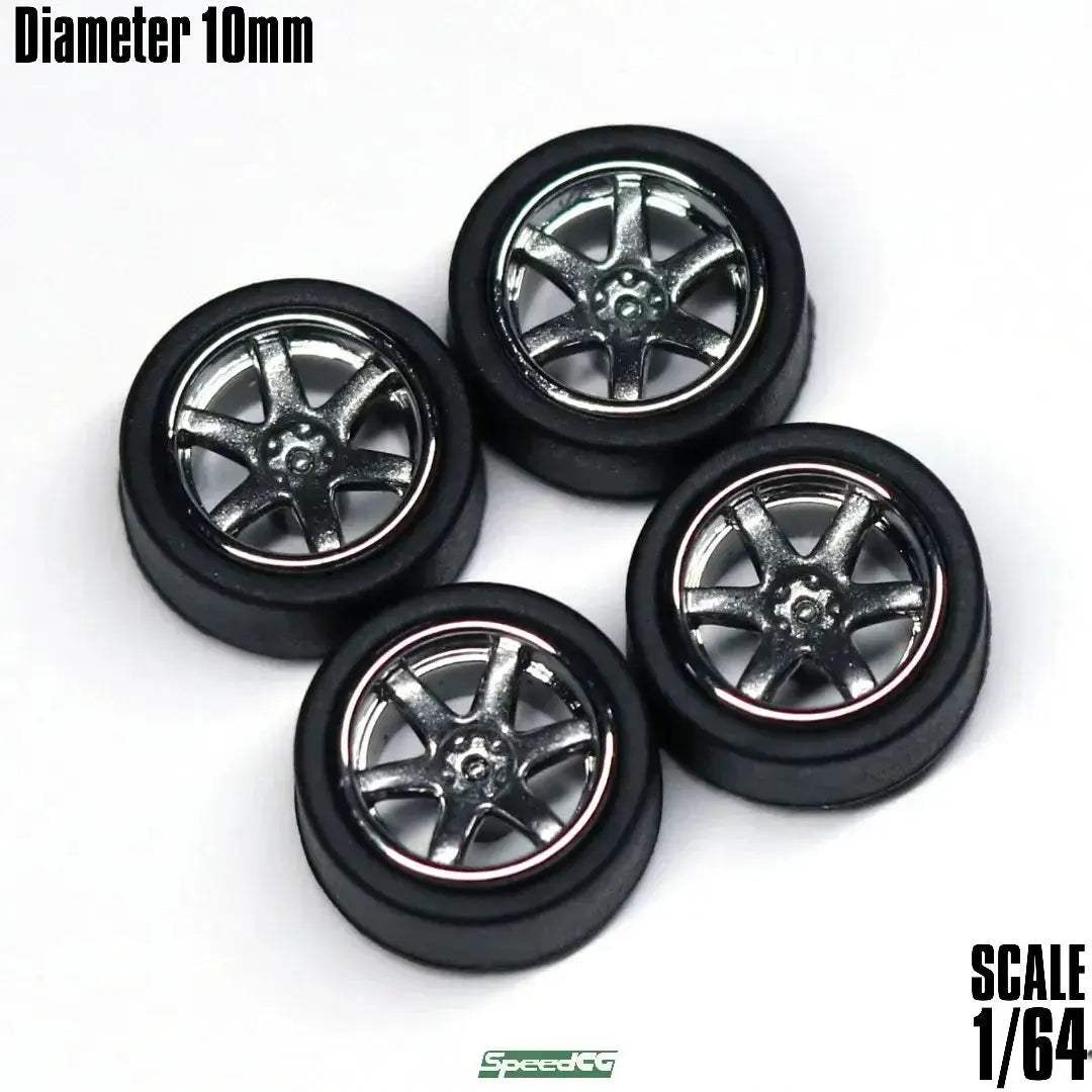 1/64 ABS Wheels With Rubber Tires For Model Cars Racing - ToylandEU