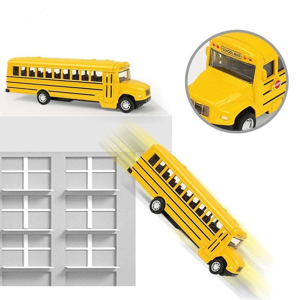 1/64 Scale Inertial School Bus Model Toy - Pull Back Simulation Car - ToylandEU