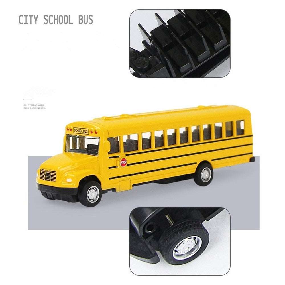 1/64 Scale Inertial School Bus Model Toy - Pull Back Simulation Car - ToylandEU