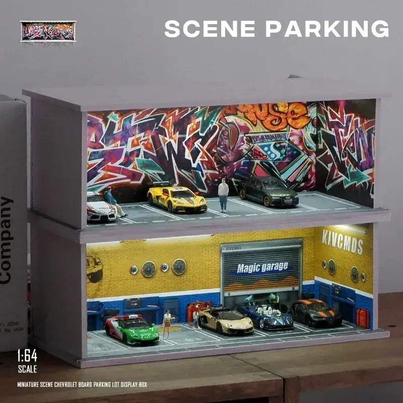 1/64 Garage Diorama With Lighting For Model Scenery - ToylandEU